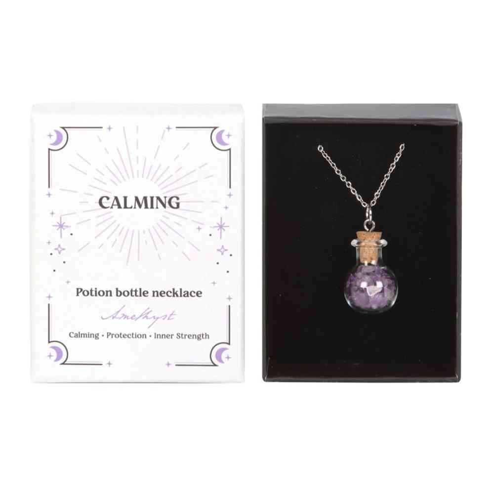 Something Different - Calming Amethyst Chip Potion Bottle Necklace Necklace - Multicolours